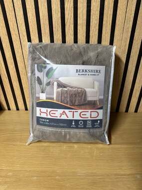 Berkshire Blanket & Home Co Heated Luxe Faux Fur Throw, Taupe, 50" x 60"